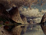 Famous Day Paintings - A Cloudy Day On A Fjord